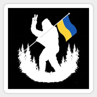 Bigfoot Holding Ukraine Flag Magnet